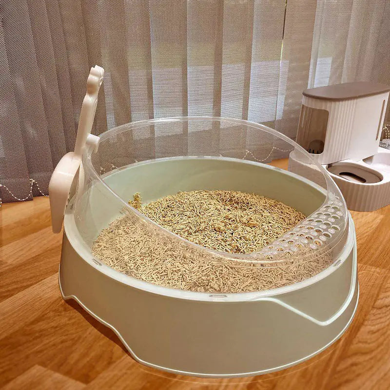 Round Semi-Enclosed Large Cat Litter Box
